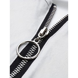 Zipper Heart Print Blouse, Casual Long Sleeve V Neck Blouse, Women's Clothing