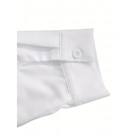 Butterfly Print Polo Neck Shirt, Casual Long Sleeve Blouse For Spring & Fall, Women's Clothing