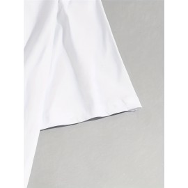 Sketch Style Palm Tree Pattern Top Casual Mid Stretch Short Sleeve Crew Neck Graphic T-shirt, Men's Tee For Summer Outdoor