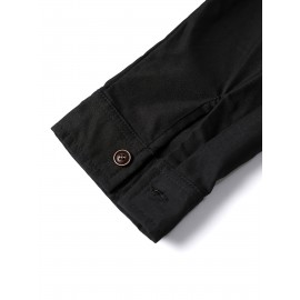 Stylish Collage Chest Pocket Plaid Pattern Casual Long Sleeve Button Up Shirt, Men's Clothes For Spring Summer Fall Outdoor