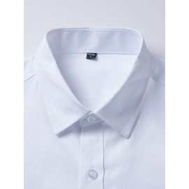 Classic Design Shirt, Men's Semi-formal Button Up Lapel Long Sleeve Shirt For Spring Summer Business