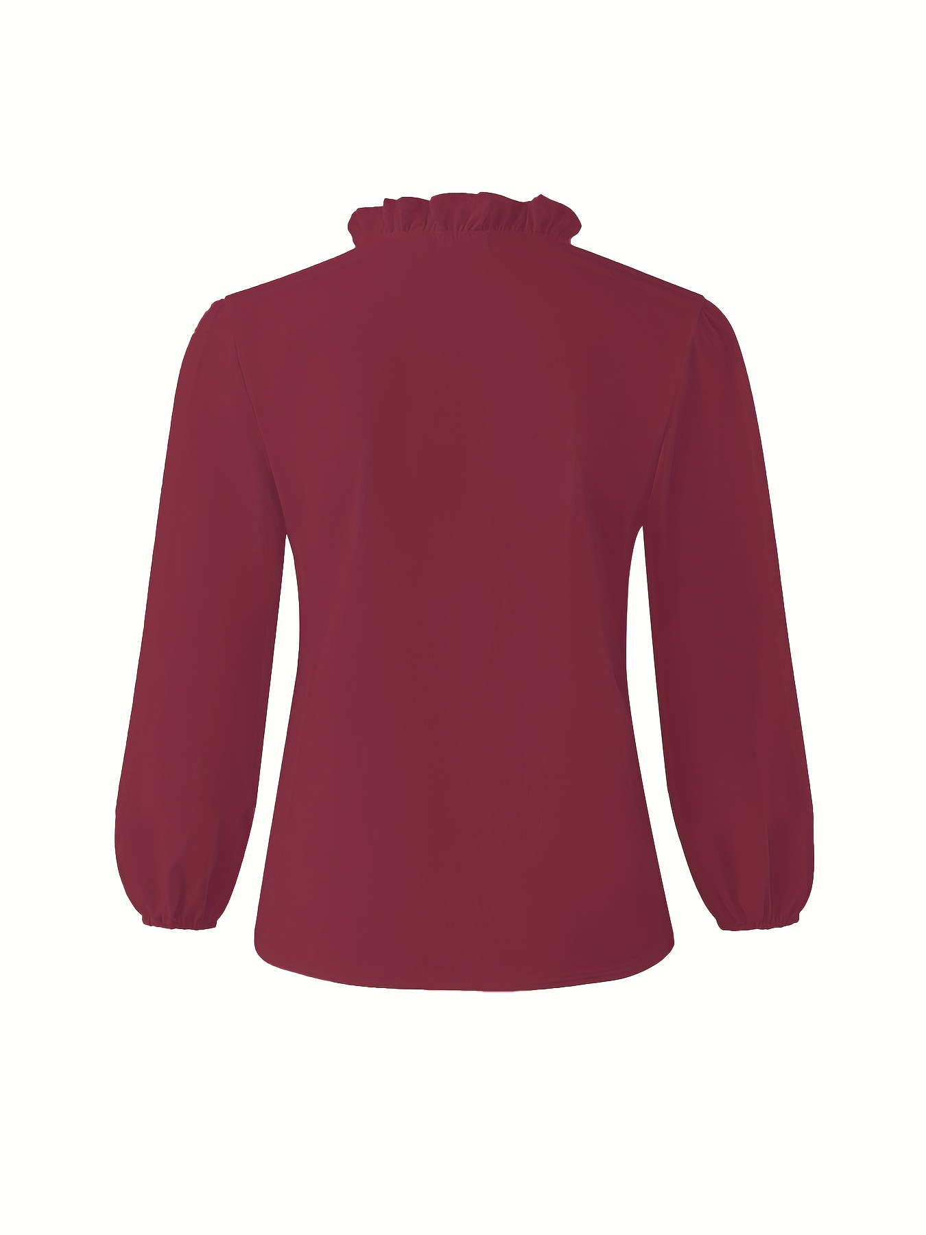 ruffled trim v neck shirt elegant loose long sleeve shirt womens clothing details 35