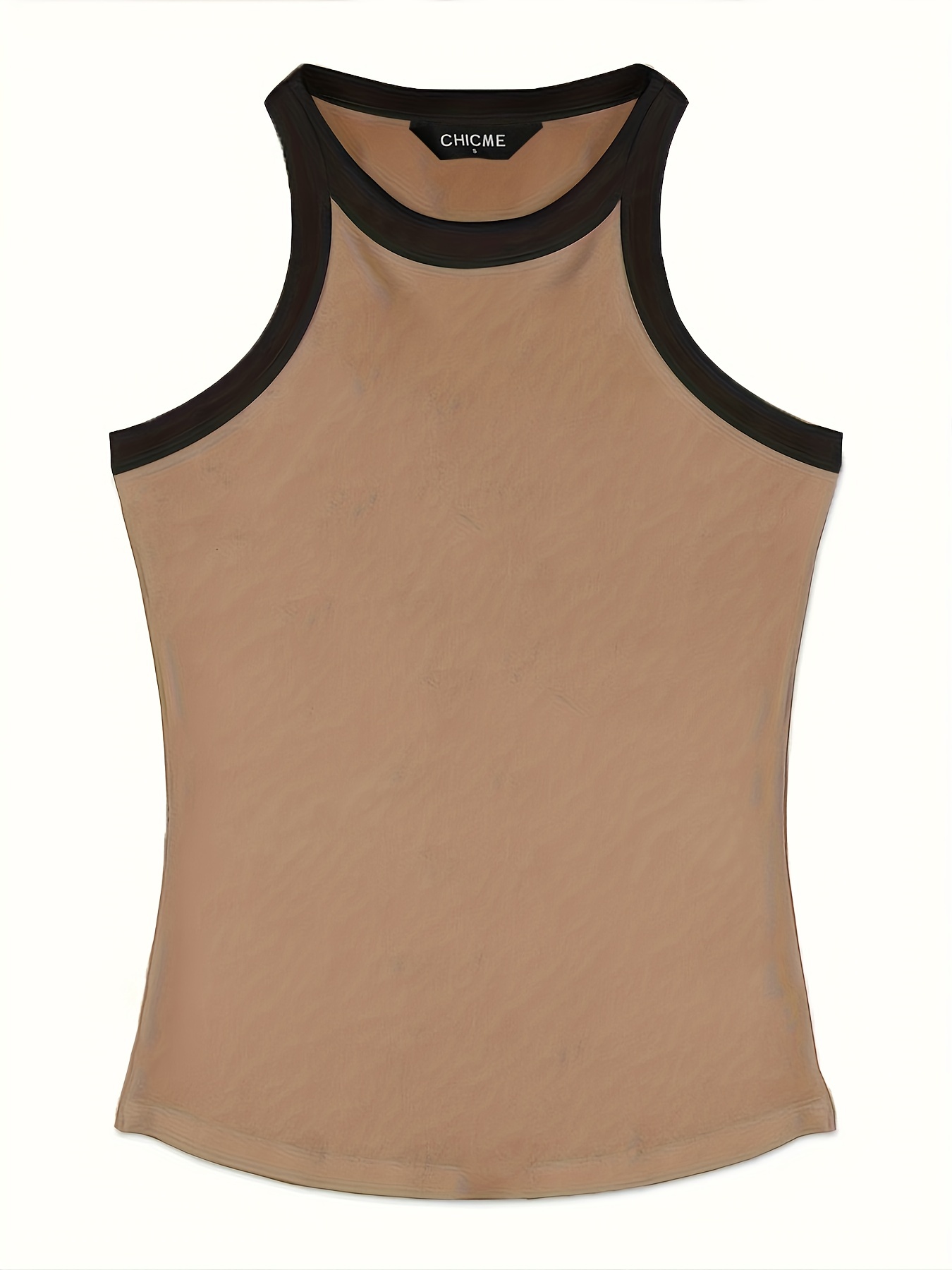 contrast trim crew neck tank top casual sleeveless tank top for summer womens clothing details 5